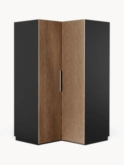 Best Westwing Collection Armoire d'angle modulaire Simone, larg. 115 cm Aspect bois de noyer, noir