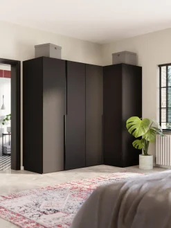 Hot Westwing Collection Armoire d'angle modulaire Leon, larg. 215 cm, plusieurs variantes Noir