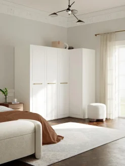 Fashion Westwing Collection Armoire d'angle modulaire Charlotte, larg. 215 cm, plusieurs variantes Blanc