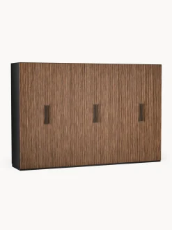 Best Westwing Collection Armoire modulaire à portes battantes Simone, larg. 300 cm, plusieurs variantes Aspect bois de noyer, noir