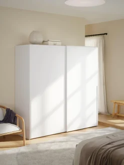 Best Westwing Collection Armoire modulaire à portes coulissantes Leon, larg. 200 cm, plusieurs variantes Blanc