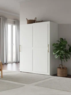 Hot Westwing Collection Armoire modulaire à portes coulissantes Charlotte, larg. 150 cm, plusieurs variantes Blanc