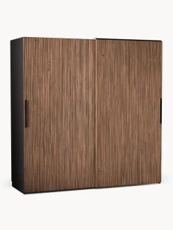 Best Westwing Collection Armoire modulaire à portes coulissantes Simone, larg. 200 cm, plusieurs variantes Aspect bois de noyer, noir