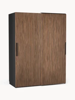 Discount Westwing Collection Armoire modulaire à portes coulissantes Simone, larg. 150 cm, plusieurs variantes Aspect bois de noyer, noir