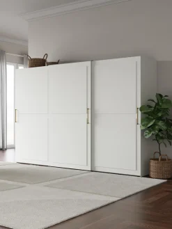 New Westwing Collection Armoire modulaire à portes coulissantes Charlotte, larg. 300 cm, plusieurs variantes Blanc