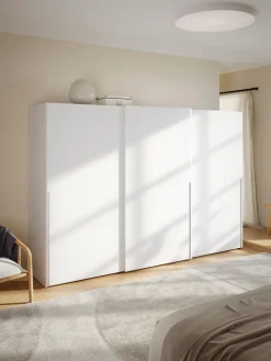 Hot Westwing Collection Armoire modulaire à portes coulissantes Leon, larg. 300 cm, plusieurs variantes Blanc