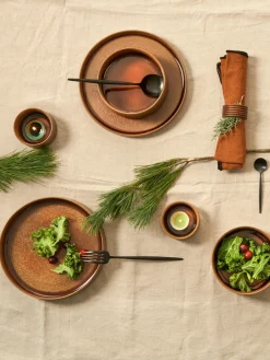 New ASA Selection Assiette à pâtes émaillées Gobi, 6 pièces Taupe, brun
