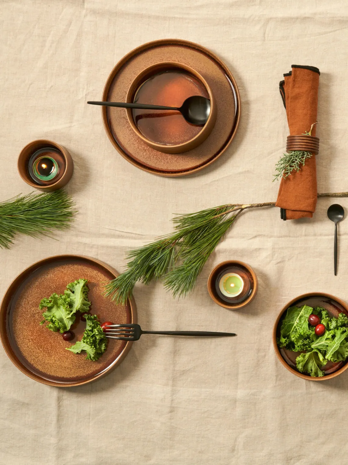 New ASA Selection Assiette à pâtes émaillées Gobi, 6 pièces Taupe, brun