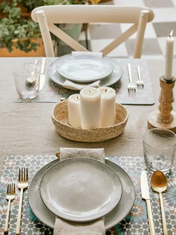 Sale Broste Copenhagen Assiettes à dessert artisanales Nordic Sand, 4 pièces Gris clair, chiné