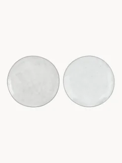 Sale Broste Copenhagen Assiettes à dessert artisanales Nordic Sand, 4 pièces Gris clair, chiné