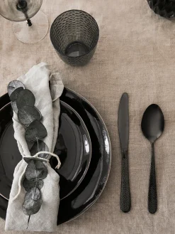 Discount Broste Copenhagen Assiettes à dessert artisanales Nordic Coal, 4 pièces Noir, chiné