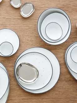 Fashion Broste Copenhagen Assiettes à dessert artisanales en porcelaine Salt, 4 pièces