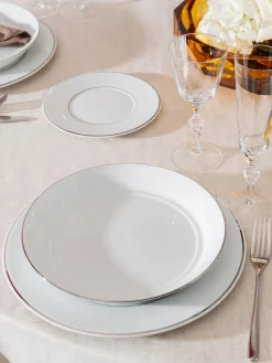 Discount Meissen Assiettes à dessert artisanales en porcelaine Vitruv, 2 pièces Blanc avec bord platine