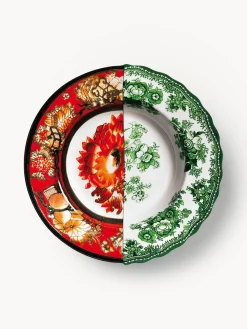 Outlet SELETTI Assiettes creuses artisanales Hybrid, 2 pièces Rouge, vert sauge, multicolore