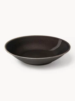 Sale Broste Copenhagen Assiettes creuses artisanales Nordic Coal, 4 pièces Noir, chiné