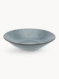 Clearance Broste Copenhagen Assiettes creuses artisanales Nordic Sea, 4 pièces Gris-bleu, chiné