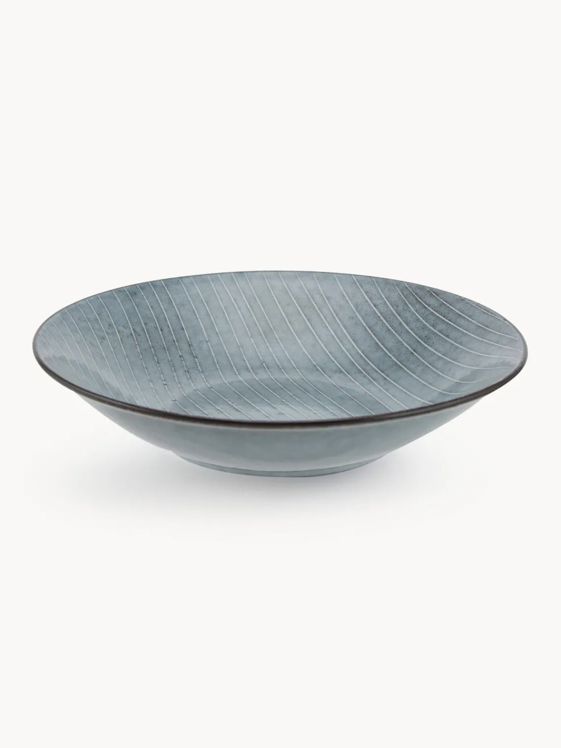 Clearance Broste Copenhagen Assiettes creuses artisanales Nordic Sea, 4 pièces Gris-bleu, chiné