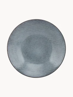 Clearance Broste Copenhagen Assiettes creuses artisanales Nordic Sea, 4 pièces Gris-bleu, chiné