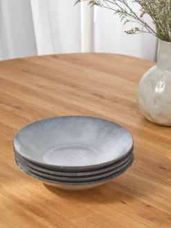 Clearance Broste Copenhagen Assiettes creuses artisanales Nordic Sea, 4 pièces Gris-bleu, chiné