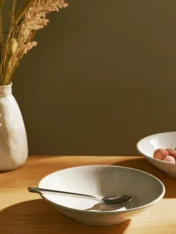 Outlet Broste Copenhagen Assiettes creuses artisanales Nordic Sand, 4 pièces Gris clair, chiné