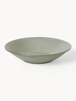 New Broste Copenhagen Assiettes creuses artisanales Nordic Marsh, 4 pièces Vert sauge, chiné