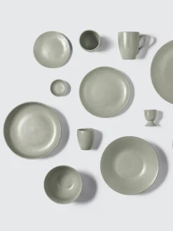 New Broste Copenhagen Assiettes creuses artisanales Nordic Marsh, 4 pièces Vert sauge, chiné