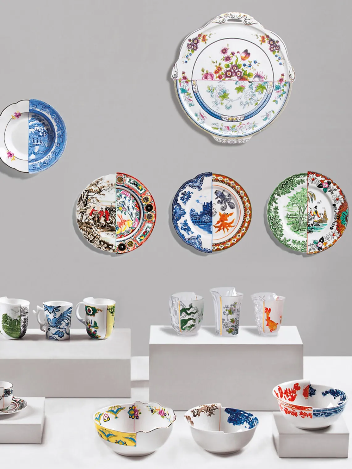 New SELETTI Assiettes plates artisanales Hybrid, 2 pièces Multicolore