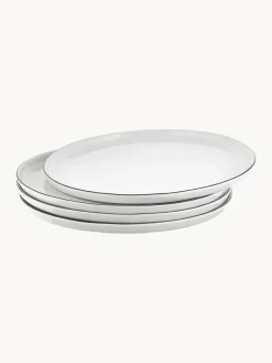 Online Broste Copenhagen Assiettes plates artisanales en porcelaine Salt, 4 pièces