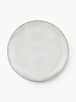 New Broste Copenhagen Assiettes plates artisanales Nordic Sand, 4 pièces Gris clair, chiné