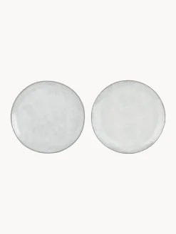 New Broste Copenhagen Assiettes plates artisanales Nordic Sand, 4 pièces Gris clair, chiné
