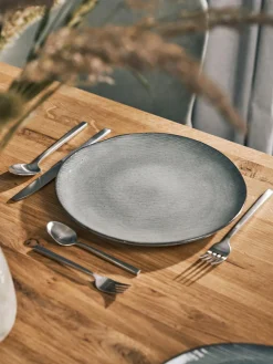Best Broste Copenhagen Assiettes plates artisanales Nordic Sea, 4 pièces Gris-bleu, chiné