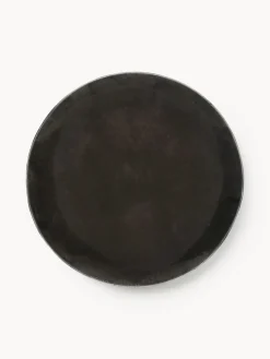 Clearance Broste Copenhagen Assiettes plates artisanales Nordic Coal, 4 pièces Noir, chiné