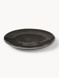 Clearance Broste Copenhagen Assiettes plates artisanales Nordic Coal, 4 pièces Noir, chiné