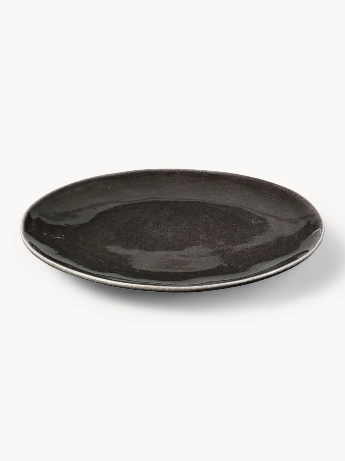 Clearance Broste Copenhagen Assiettes plates artisanales Nordic Coal, 4 pièces Noir, chiné