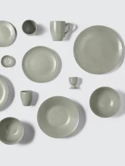 Clearance Broste Copenhagen Assiettes plates artisanales Nordic Marsh, 4 pièces Vert sauge, chiné