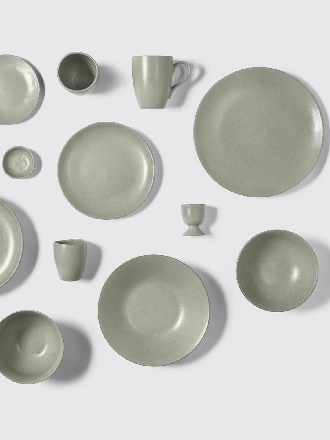 Clearance Broste Copenhagen Assiettes plates artisanales Nordic Marsh, 4 pièces Vert sauge, chiné