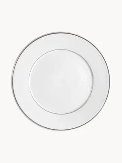 New Meissen Assiettes plates artisanales en porcelaine Vitruv, 2 pièces Blanc avec bord platine