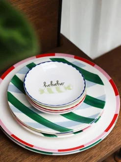 Sale &k Amsterdam Assiettes plates au design de Noël Bliss, 2 pièces Blanc, rose pâle, rouge corail