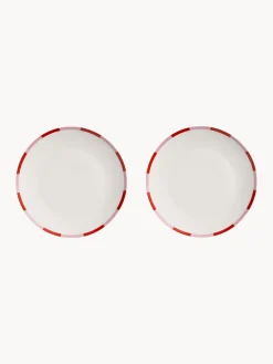 Sale &k Amsterdam Assiettes plates au design de Noël Bliss, 2 pièces Blanc, rose pâle, rouge corail