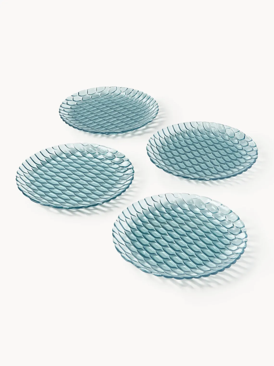 Clearance Kartell Assiettes plates avec motif texturé Jellies, 4 pièces Bleu ciel