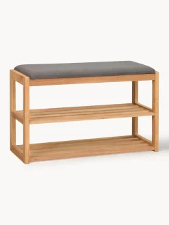 Outlet Rowico Banc avec rangement en chêne Confetti Bois de chêne, gris foncé