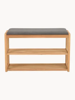 Outlet Rowico Banc avec rangement en chêne Confetti Bois de chêne, gris foncé