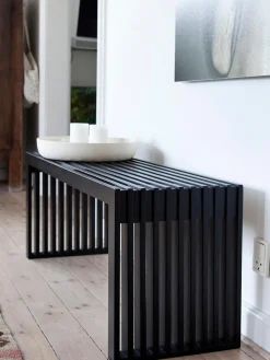 Outlet Cinas Banc en bois massif Rib Acajou noir laqué