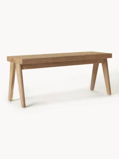 Best Westwing Collection Banc en cannage Sissi Chêne clair, cannage beige clair