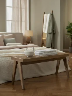 Best Westwing Collection Banc en cannage Sissi Chêne clair, cannage beige clair