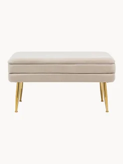 Sale Bizzotto Banc en velours avec rangement Pavlina Velours beige clair, pieds dorés