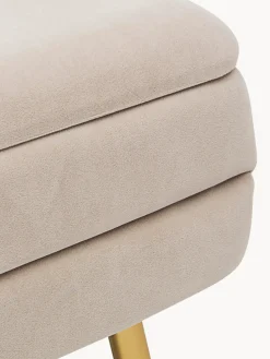 Sale Bizzotto Banc en velours avec rangement Pavlina Velours beige clair, pieds dorés