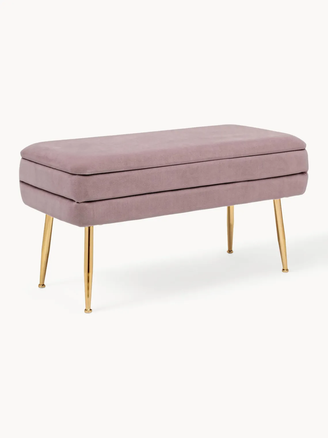 Discount Bizzotto Banquette en velours avec rangement Pavlina Velours mauve, pieds dorés