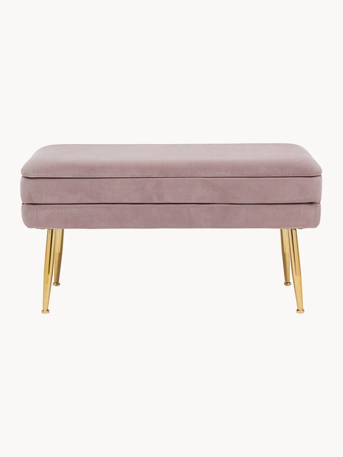Discount Bizzotto Banquette en velours avec rangement Pavlina Velours mauve, pieds dorés