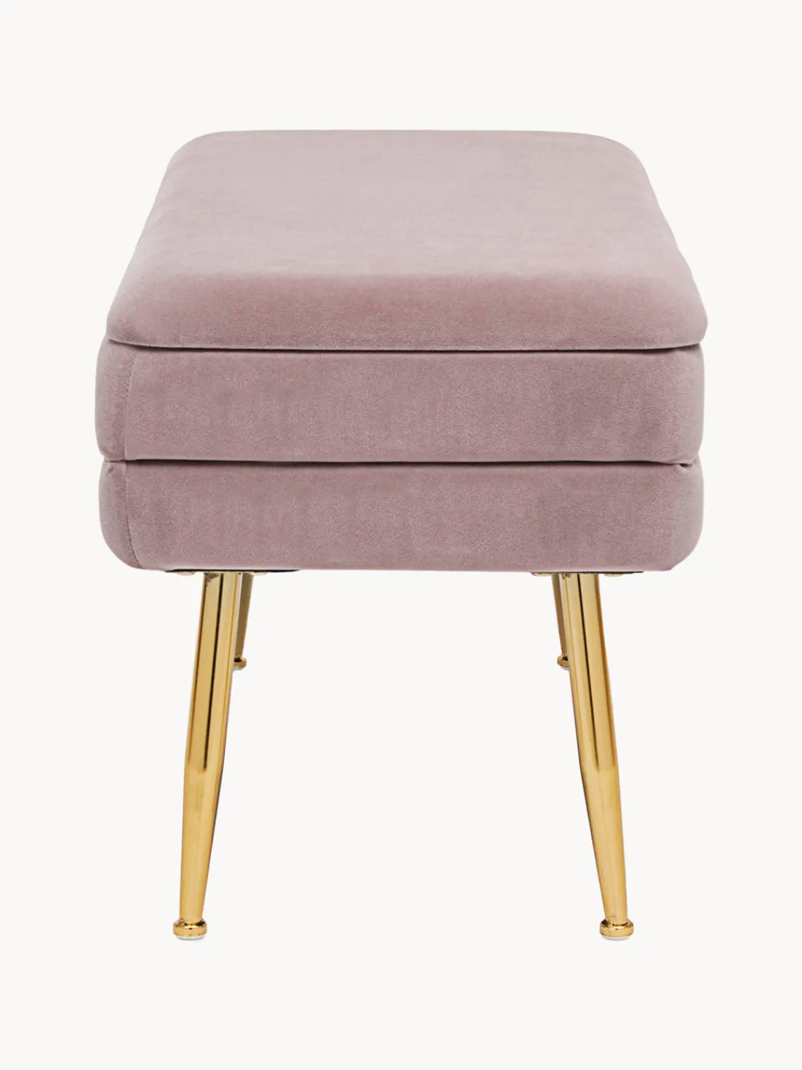 Discount Bizzotto Banquette en velours avec rangement Pavlina Velours mauve, pieds dorés